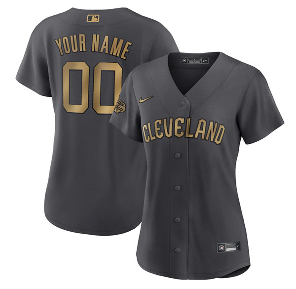 Women's Charcoal Cleveland Guardians ACTIVE PLAYER Custom 2022 All-Star Stitched Baseball Jersey(Run Small)